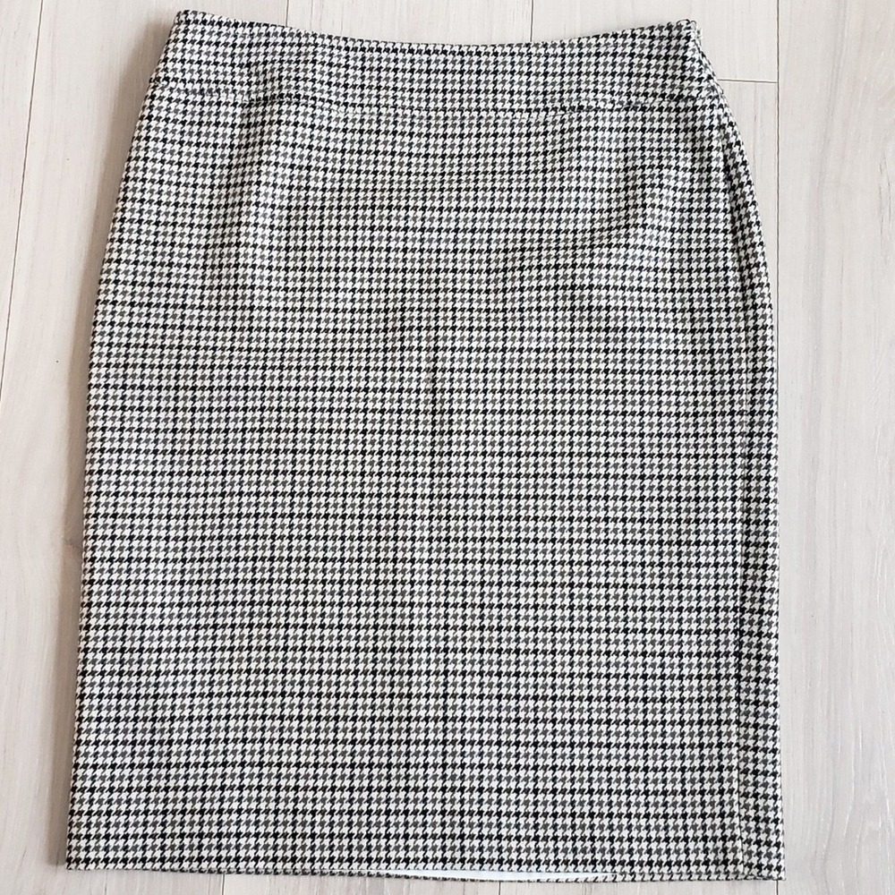 Brooks Brothers Wool Pencil Skirt Womens 12‎ Houndstooth Midi Career